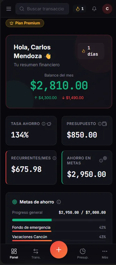 Dashboard CashControlly